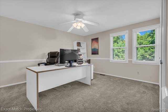 3742 Hearthstone Dr, Commerce Twp, MI 48382 - office space featuring a ceiling fan and carpet floors