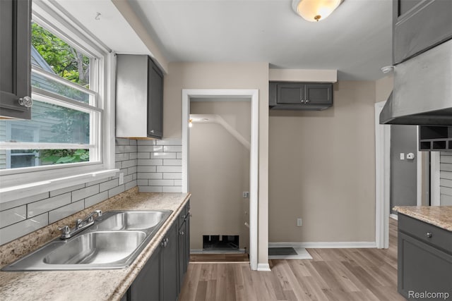 17631 Kentfield St, Detroit, MI 48219 - kitchen with healthy amount of natural light, light wood-type flooring, and decorative backsplash