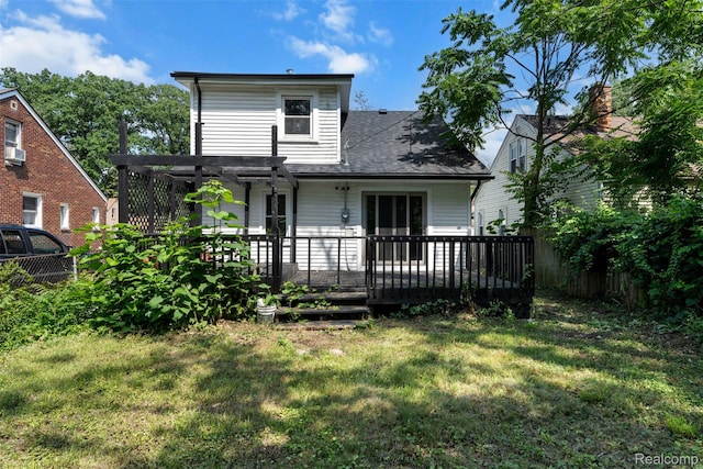 17631 Kentfield St, Detroit, MI 48219 - back of house featuring a pergola, a wooden deck, and a shingled roof