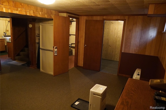 1295 Hadley Rd, Lapeer, MI 48446 - unfurnished bedroom featuring wooden walls and carpet flooring