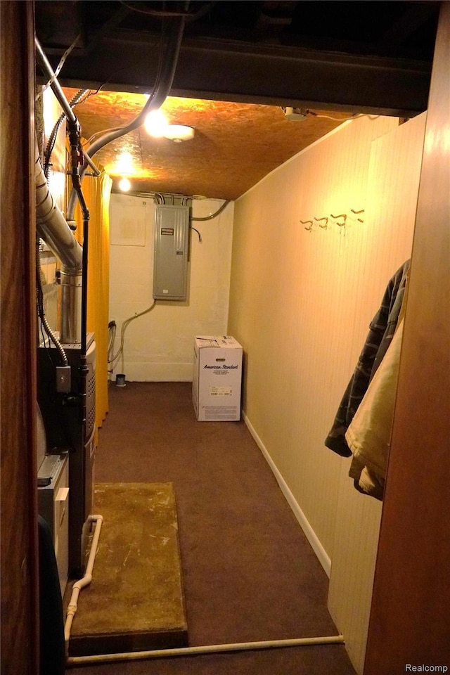 1295 Hadley Rd, Lapeer, MI 48446 - below grade area with electric panel and carpet