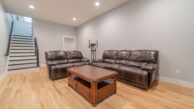 2816 Niles Buchanan Rd, Buchanan, MI 49107 - living area featuring light wood-style floors, stairway, and recessed lighting