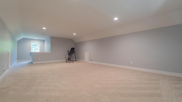 2816 Niles Buchanan Rd, Buchanan, MI 49107 - bonus room with vaulted ceiling, recessed lighting, and light carpet
