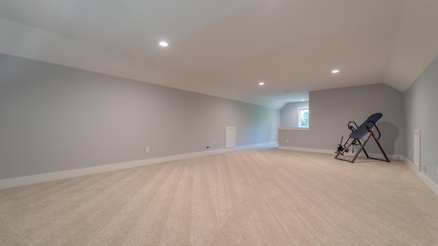 2816 Niles Buchanan Rd, Buchanan, MI 49107 - bonus room featuring vaulted ceiling, light colored carpet, and recessed lighting