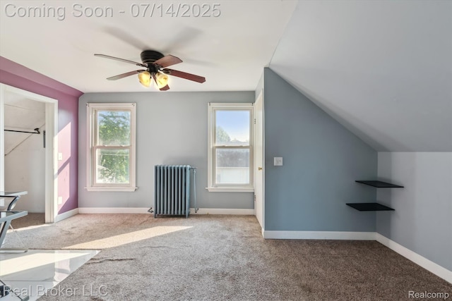 305 E 6th St, Monroe, MI 48161 - additional living space featuring radiator heating unit, carpet, and a ceiling fan