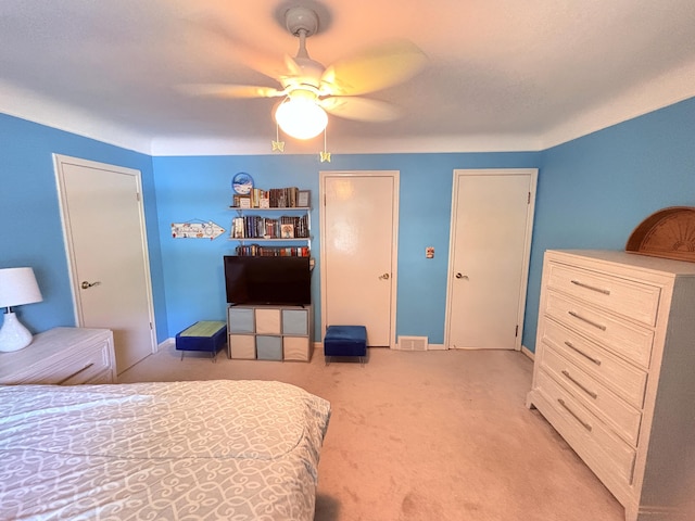 19061 Collinson Ave, Eastpointe, MI 48021 - bedroom with light colored carpet and ceiling fan