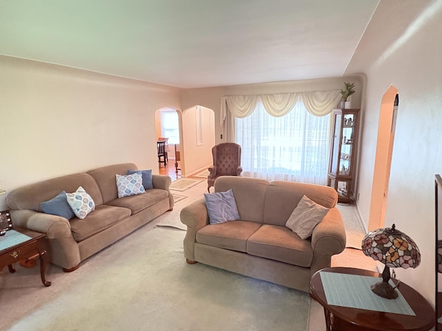 19061 Collinson Ave, Eastpointe, MI 48021 - carpeted living room featuring arched walkways