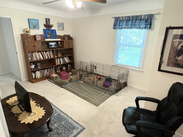 19061 Collinson Ave, Eastpointe, MI 48021 - living area with carpet floors and a ceiling fan