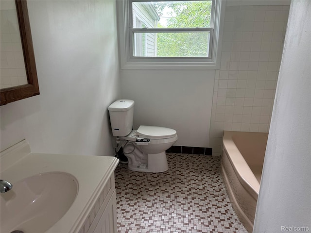 392 Hollywood Dr, Saline, MI 48176 - bathroom with tile patterned floors, a bath, vanity, and a shower