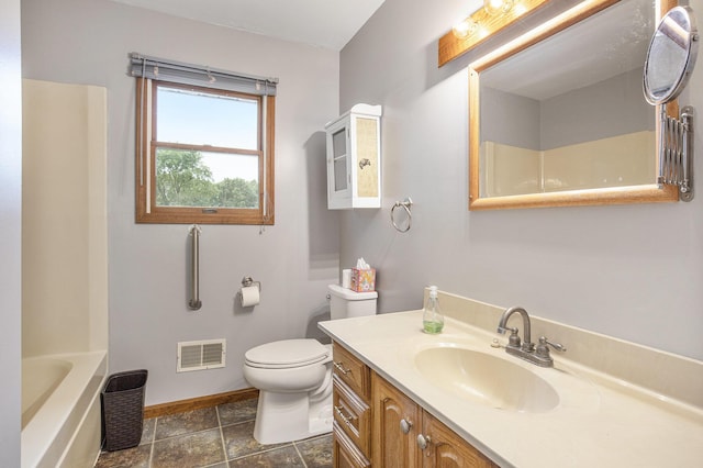 13280 Bradshaw St NE, Gowen, MI 49326 - full bath featuring vanity, stone finish flooring, and bathtub / shower combination