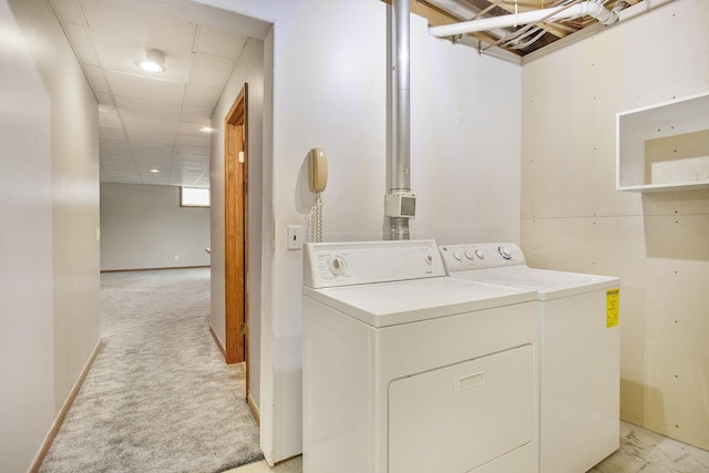 13280 Bradshaw St NE, Gowen, MI 49326 - laundry area with washer and dryer and light carpet