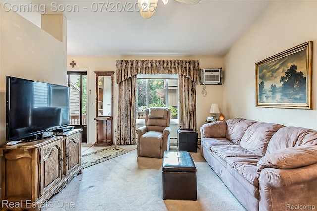 25104 Hamilton Ct Unit 4, South Lyon, MI 48178 - living room featuring an AC wall unit and carpet flooring