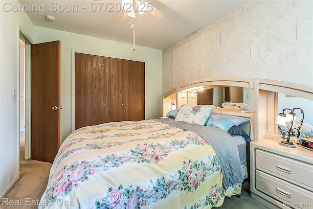 25104 Hamilton Ct Unit 4, South Lyon, MI 48178 - carpeted bedroom featuring a closet and a ceiling fan