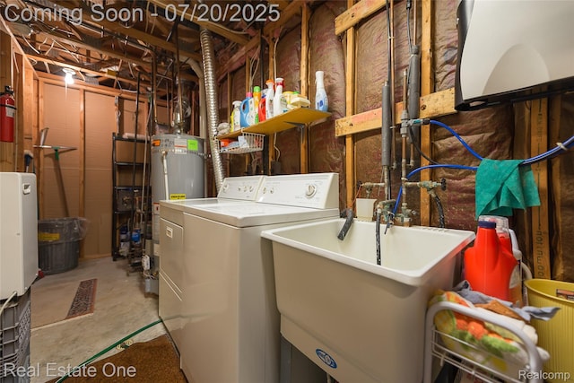 25104 Hamilton Ct Unit 4, South Lyon, MI 48178 - washroom with washer and dryer and gas water heater