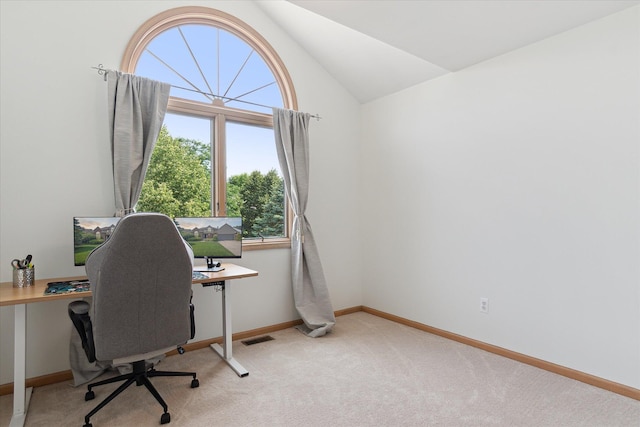 2388 Chestnut Cres, Saline, MI 48176 - home office with carpet floors and lofted ceiling