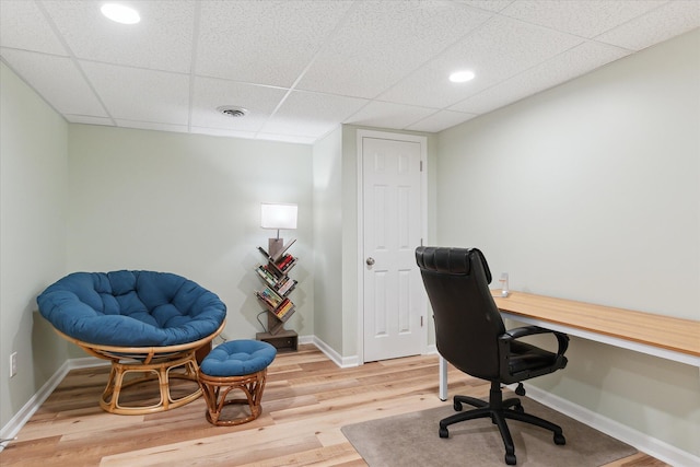 2388 Chestnut Cres, Saline, MI 48176 - office featuring wood finished floors, a drop ceiling, and recessed lighting