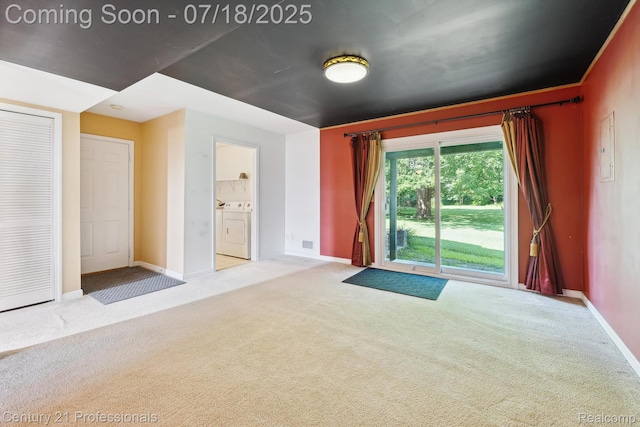 1605 N Hanlon St, Westland, MI 48185 - carpeted empty room with independent washer and dryer and baseboards