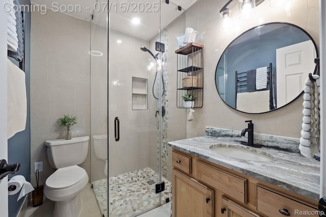3290 Welch, Commerce Twp, MI 48390 - full bath with a shower stall, vanity, and tile patterned flooring