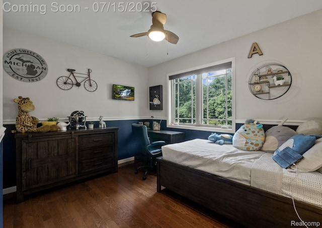 3290 Welch, Commerce Twp, MI 48390 - bedroom with wood finished floors, ceiling fan, and an office area