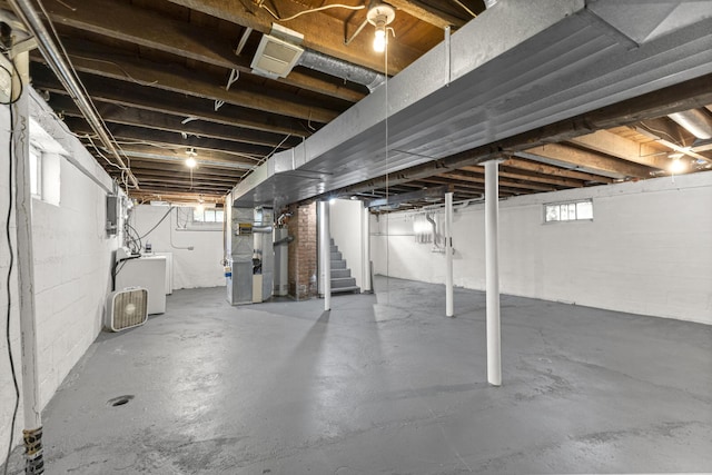 622 Tromley St, Inkster, MI 48141 - basement with washer / dryer, stairs, and heating unit