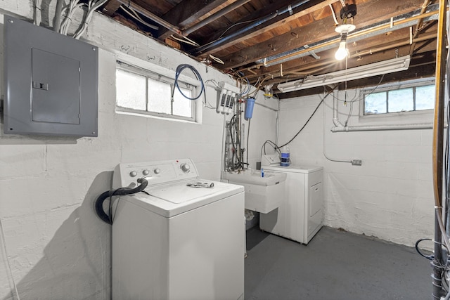 622 Tromley St, Inkster, MI 48141 - laundry room featuring electric panel and washer and clothes dryer