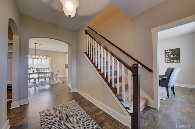 MOH45 Birkdale Dr Unit 45, Howell, MI 48843 - staircase with arched walkways and wood finished floors