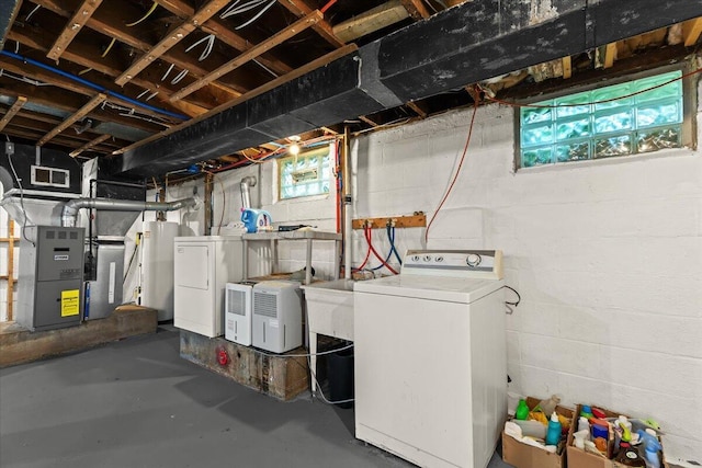 21197 Nummer St, Warren, MI 48089 - basement with water heater, independent washer and dryer, and heating unit