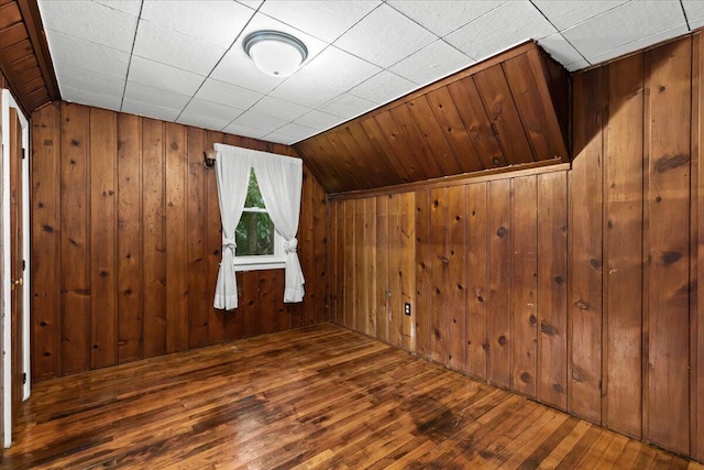 21197 Nummer St, Warren, MI 48089 - bonus room featuring hardwood / wood-style flooring, wood walls, and vaulted ceiling