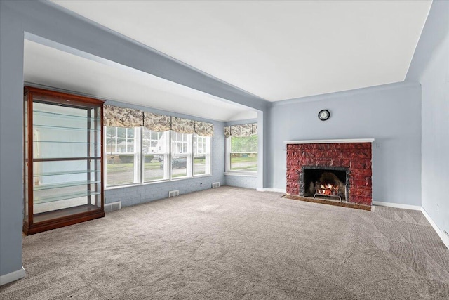 21197 Nummer St, Warren, MI 48089 - unfurnished living room with carpet and a fireplace