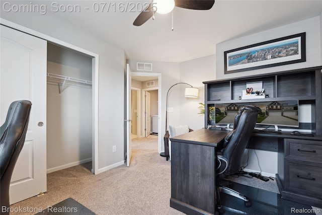765 Hummingbird Dr, Rochester Hills, MI 48307 - home office featuring ceiling fan and light colored carpet