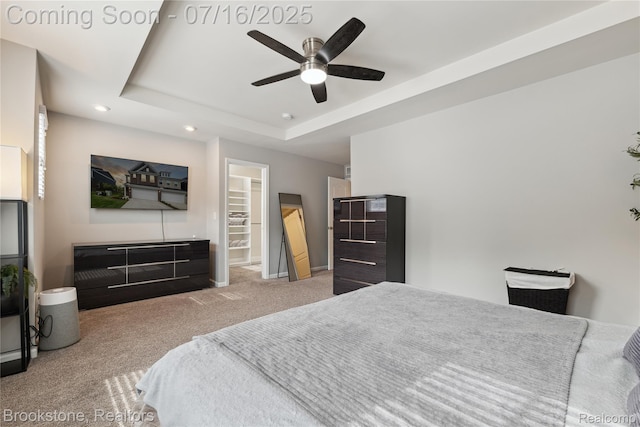 765 Hummingbird Dr, Rochester Hills, MI 48307 - carpeted bedroom featuring recessed lighting, a tray ceiling, and a ceiling fan