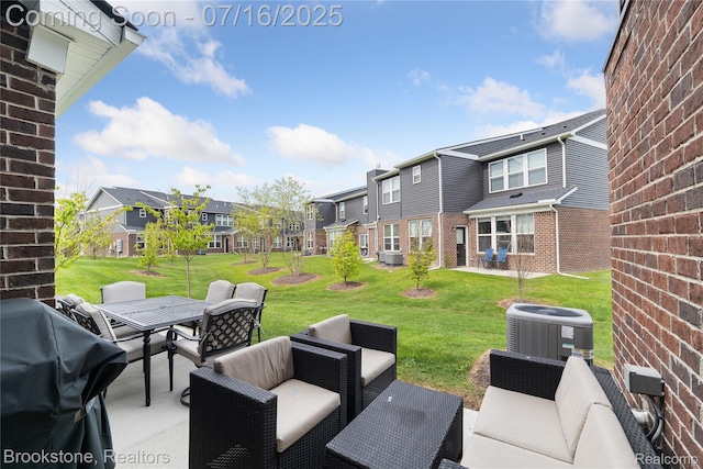 765 Hummingbird Dr, Rochester Hills, MI 48307 - view of patio featuring a residential view, outdoor dining space, an outdoor living space, and grilling area