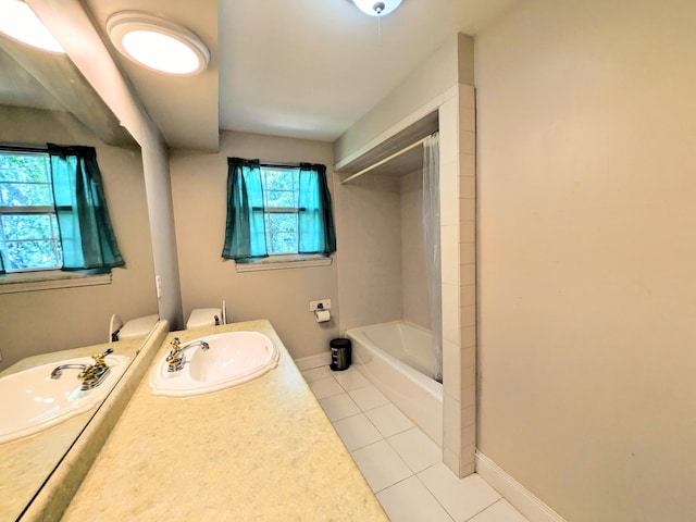 20519 Mauer St, Saint Clair Shores, MI 48080 - full bathroom with tile patterned flooring, healthy amount of natural light, vanity, and bathing tub / shower combination