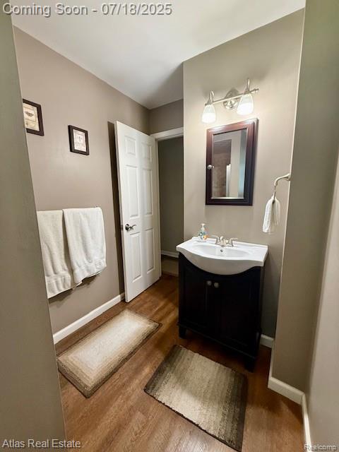 8354 Ridge Rd, Goodrich, MI 48438 - bathroom with wood finished floors and vanity