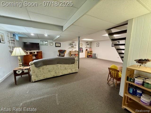 8354 Ridge Rd, Goodrich, MI 48438 - living area with carpet and stairs