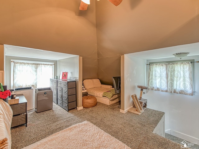 525 Godfroy Ave, Monroe, MI 48162 - bedroom with carpet flooring, a ceiling fan, and a high ceiling