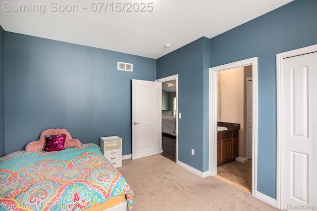 23395 Stoneleigh Ct, South Lyon, MI 48178 - bedroom featuring light colored carpet and connected bathroom