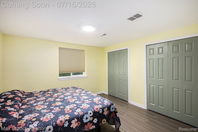 23395 Stoneleigh Ct, South Lyon, MI 48178 - bedroom featuring multiple closets and wood finished floors