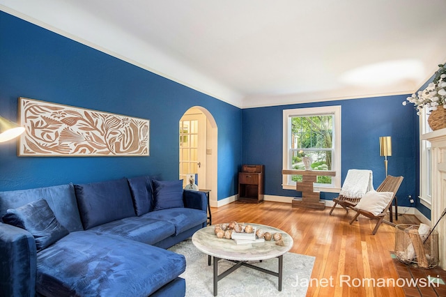 1055 San Lucia Dr SE, Grand Rapids, MI 49506 - living area featuring arched walkways and wood finished floors