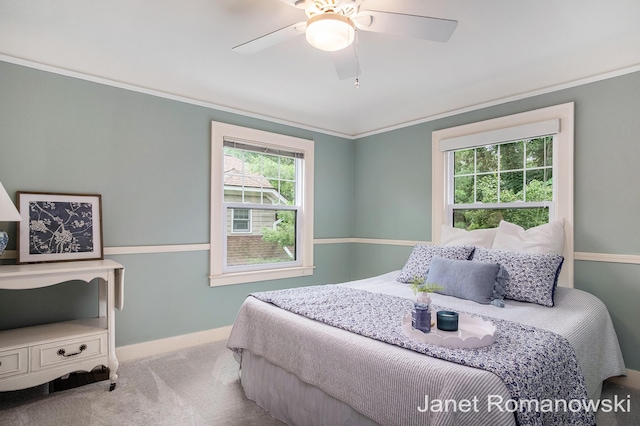 1055 San Lucia Dr SE, Grand Rapids, MI 49506 - bedroom with carpet, ceiling fan, and crown molding