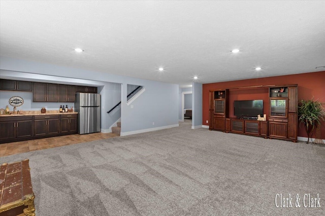 4454 Keena Ct NE Unit 71, Grand Rapids, MI 49525 - unfurnished living room featuring stairway, light carpet, and recessed lighting