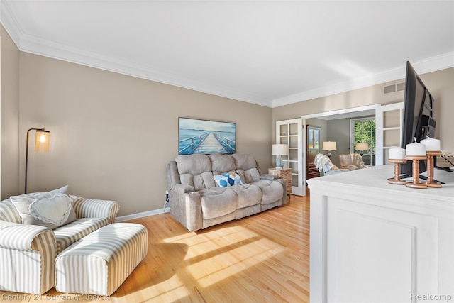 1760 Bedlington Ct, Rochester Hills, MI 48307 - living room featuring ornamental molding and light wood-type flooring