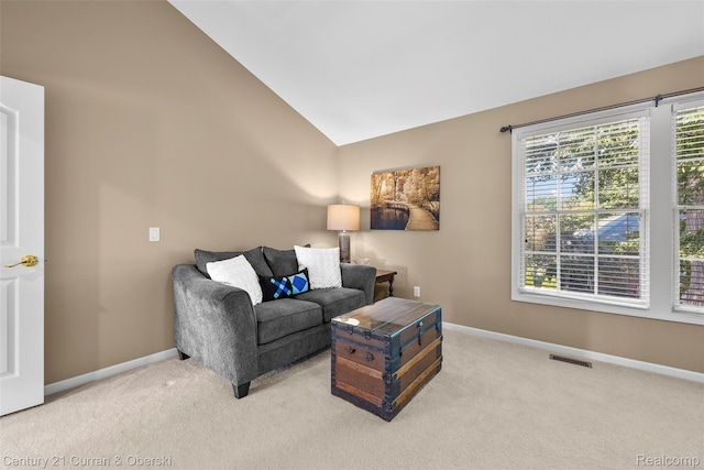 1760 Bedlington Ct, Rochester Hills, MI 48307 - living area featuring carpet flooring and lofted ceiling