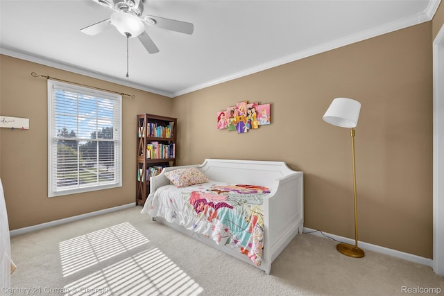 1760 Bedlington Ct, Rochester Hills, MI 48307 - carpeted bedroom with crown molding and a ceiling fan