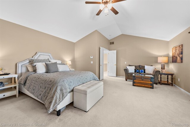 1760 Bedlington Ct, Rochester Hills, MI 48307 - carpeted bedroom with lofted ceiling and a ceiling fan