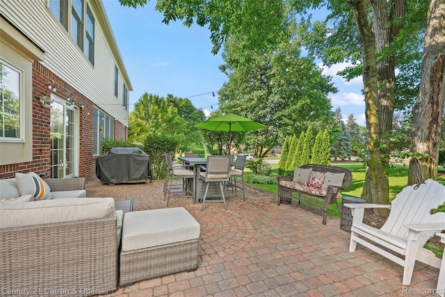 1760 Bedlington Ct, Rochester Hills, MI 48307 - view of patio / terrace with outdoor lounge area, a grill, and outdoor dining area