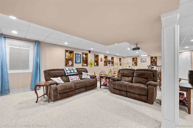 1760 Bedlington Ct, Rochester Hills, MI 48307 - living area with carpet floors and recessed lighting