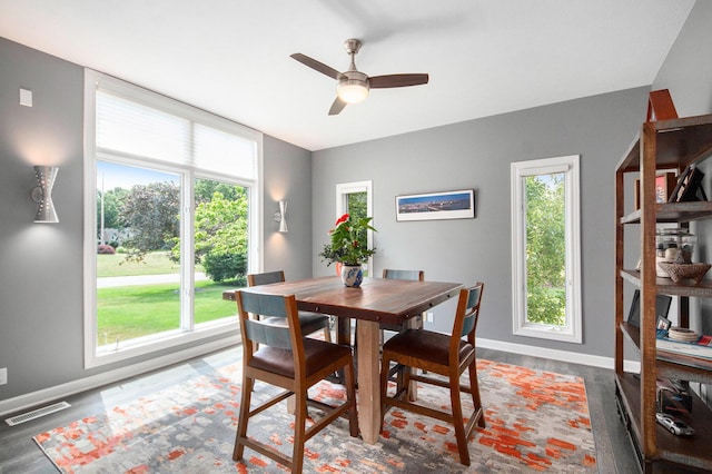172 Bay Meadows Dr, Holland, MI 49424 - dining space featuring healthy amount of natural light, wood finished floors, and a ceiling fan