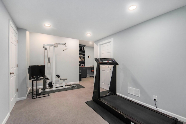 172 Bay Meadows Dr, Holland, MI 49424 - exercise room featuring carpet flooring and recessed lighting