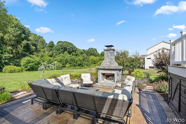 5362 Settlers Grove Rd NE, Belmont, MI 49306 - view of patio featuring an outdoor living space with a fireplace